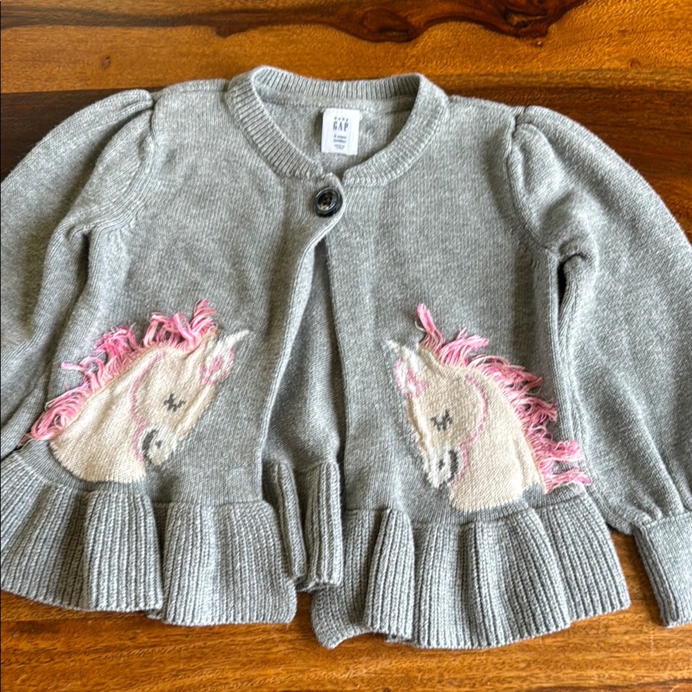 Gray Unicorn Knit Cardigan